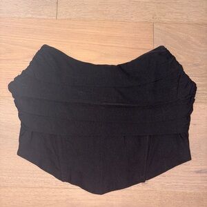 Blue Blush Black Ruched Corset Tube Top